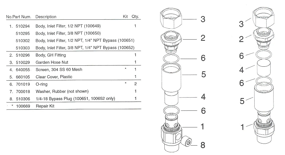 General Pump Duraview 3/8MPT Inlet Filter, 1/4" Ports - Filters and Strainers