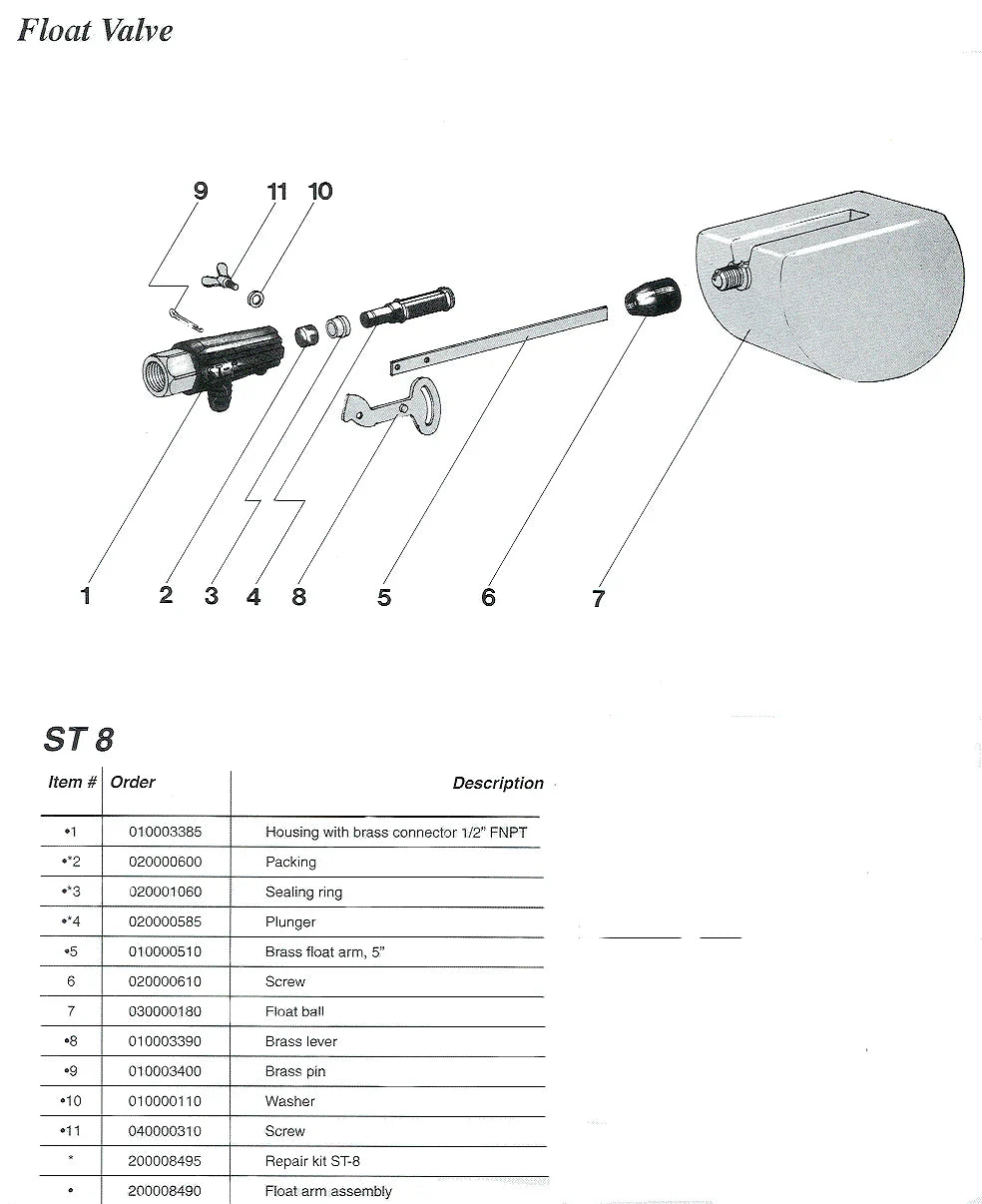 Suttner St-8 Float Valve 1/2" FPT With Float - Valves