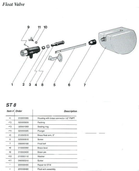 Suttner St-8 Float Valve 1/2" FPT With Float - Valves