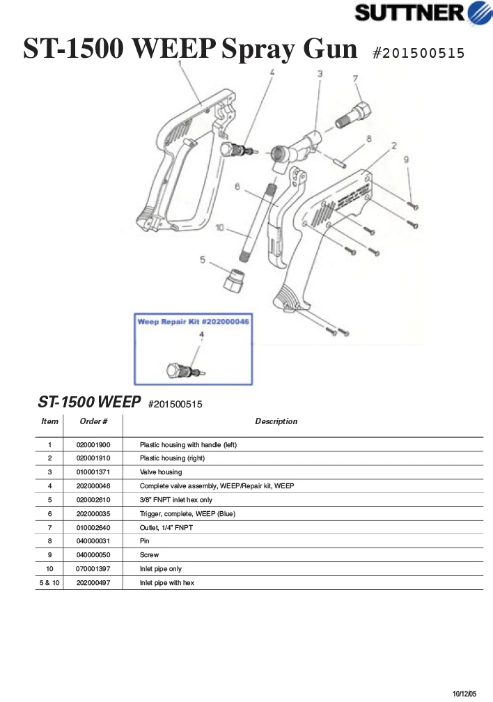 Suttner Suttner St-1500 (weep) Spray Gun - Guns and Repair Kits