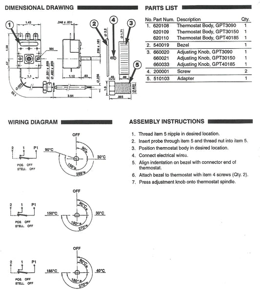 General Pump Thermostat Adjustable 86-302f 4000psi 16(4)a-380v - Valves