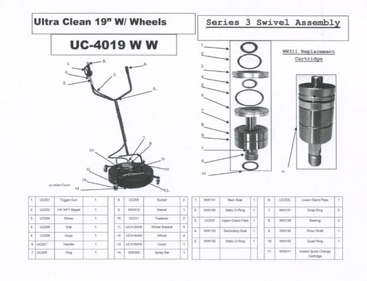 Whisper Wash Ultra Clean Sc Hydro-flow Alum 19" W/WHEELS 2 - Surface Cleaners