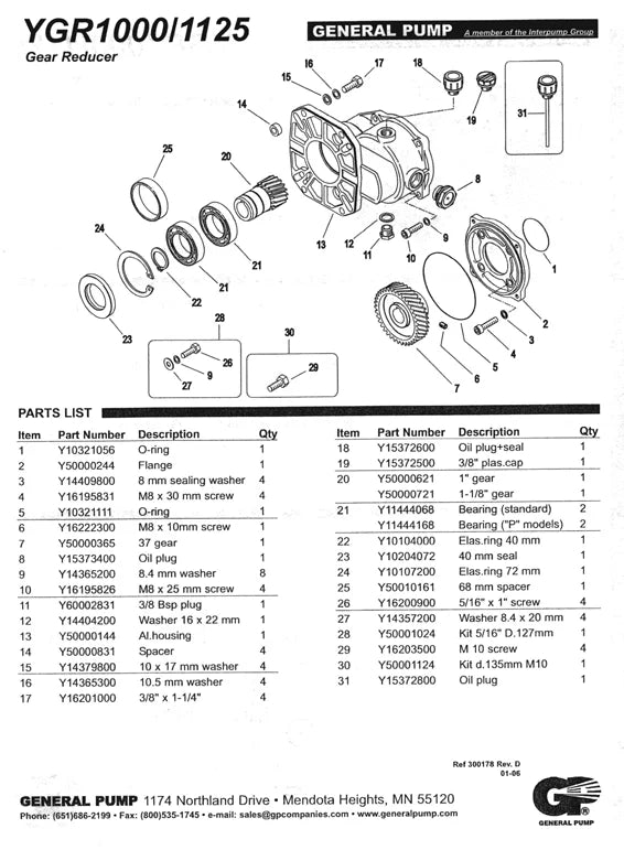AR Ygr1000 Pa Geardrive 2.2 To 1 , 11-18hp 1" Shaft - Gear Reducer