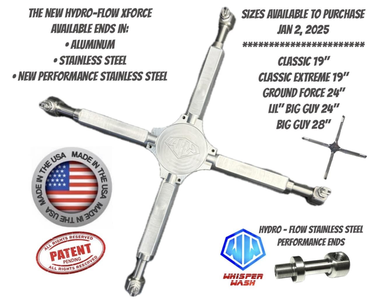Xforce-aluminum Spray Bar 4 Tip for Groundforce 24 - SKU 3592 - Surface Cleaner Part for pressure washing