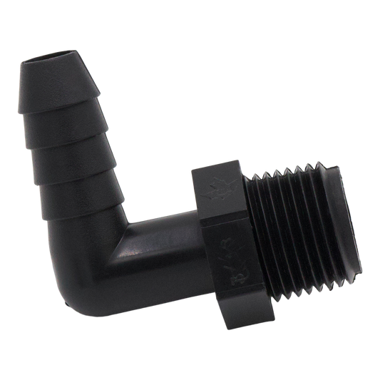 AR Poly Elbow 3/8 MPT X 3/8 Hose Barb - Poly Hose Barbs