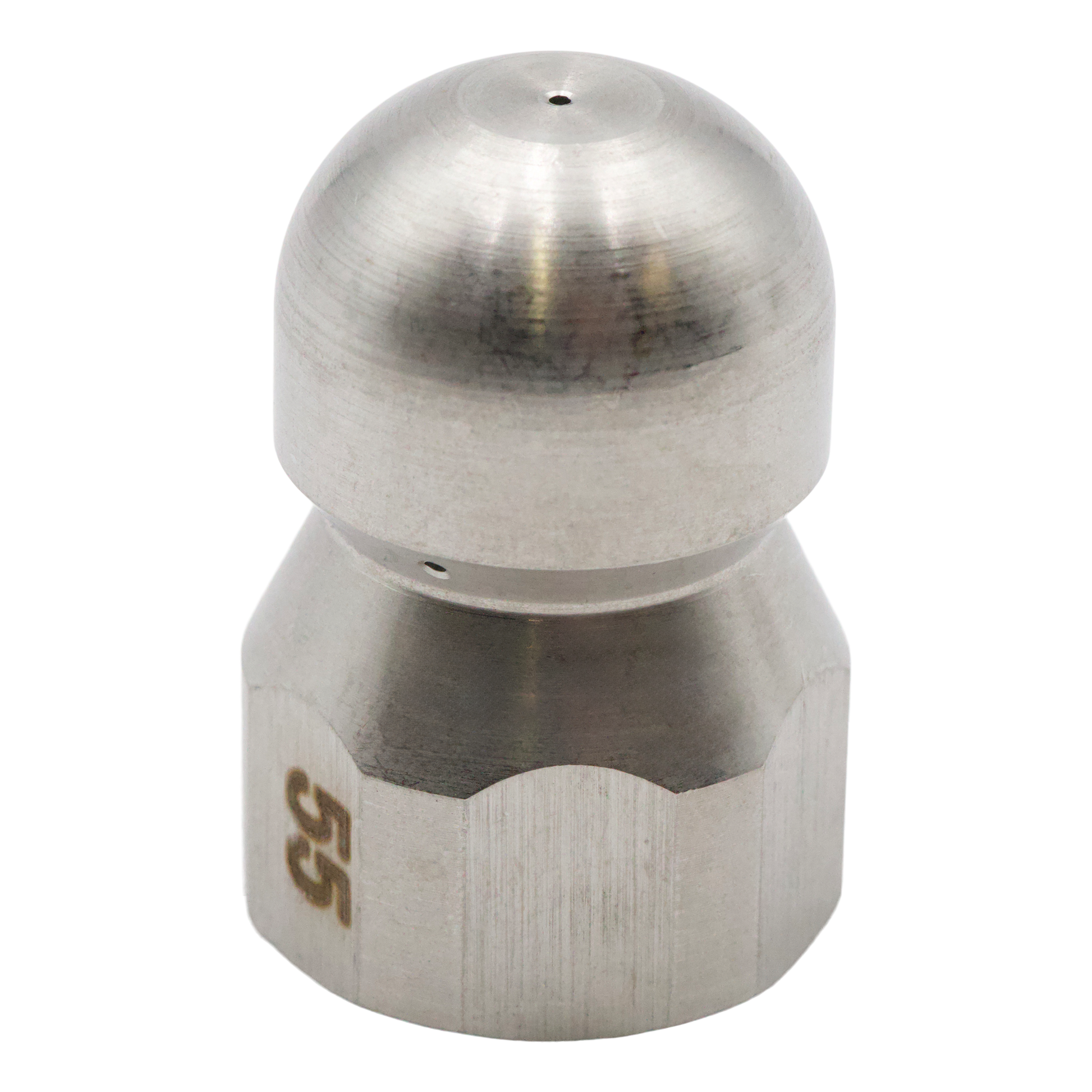 S.S. SEWER NOZZLE 3/8 FPT #5.5 (.8mm orifices) - Sewer Jetter Nozzles