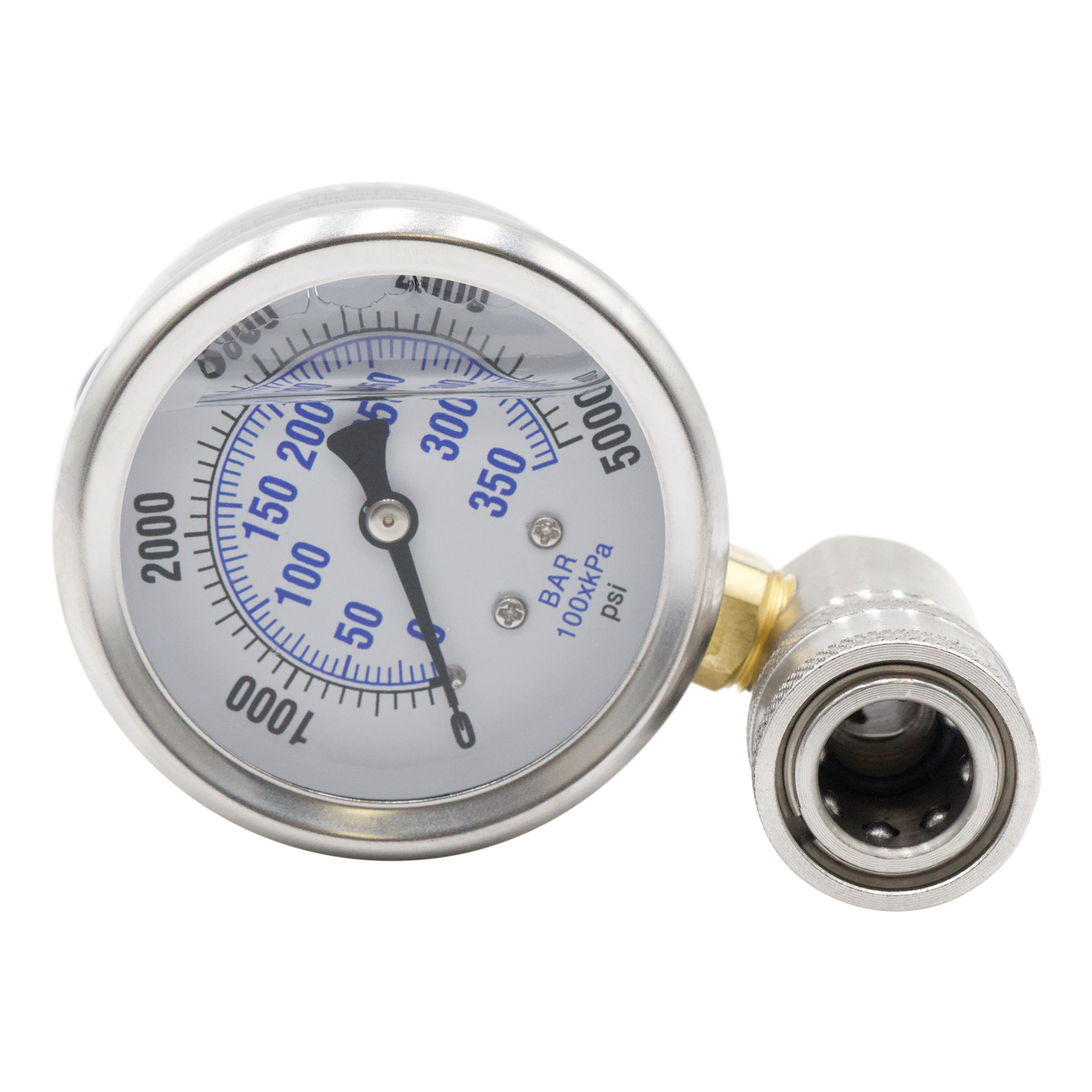 Pressure Test Gauge 5000 PSI With 3/8" SS Qcs - Gauges / Filters