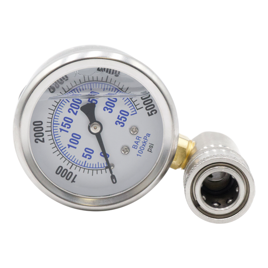 Pressure Test Gauge 5000 PSI With 3/8" SS Qcs - Gauges / Filters