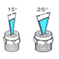 1/4 inch MEG nozzle spray pattern comparison chart - 65 degree highlighted