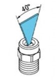 1/4 inch MEG 40 degree white pressure washer nozzle spray pattern