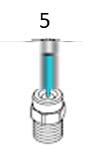 1/4 inch MEG 5 degree red pressure washer nozzle spray pattern